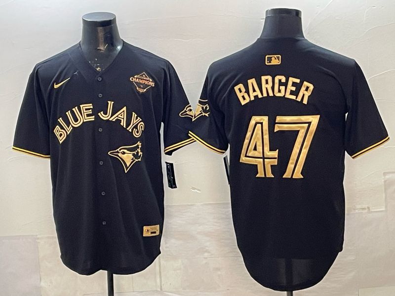 Men Toronto Blue Jays #47 Barger Black Gold 5th Throwback 2026 Nike MLB Jersey style 01